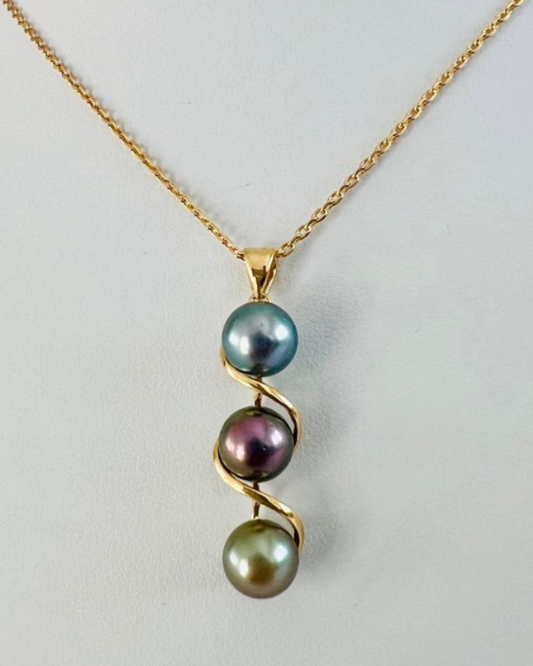 Collier 3 perles de Tahiti multicolores