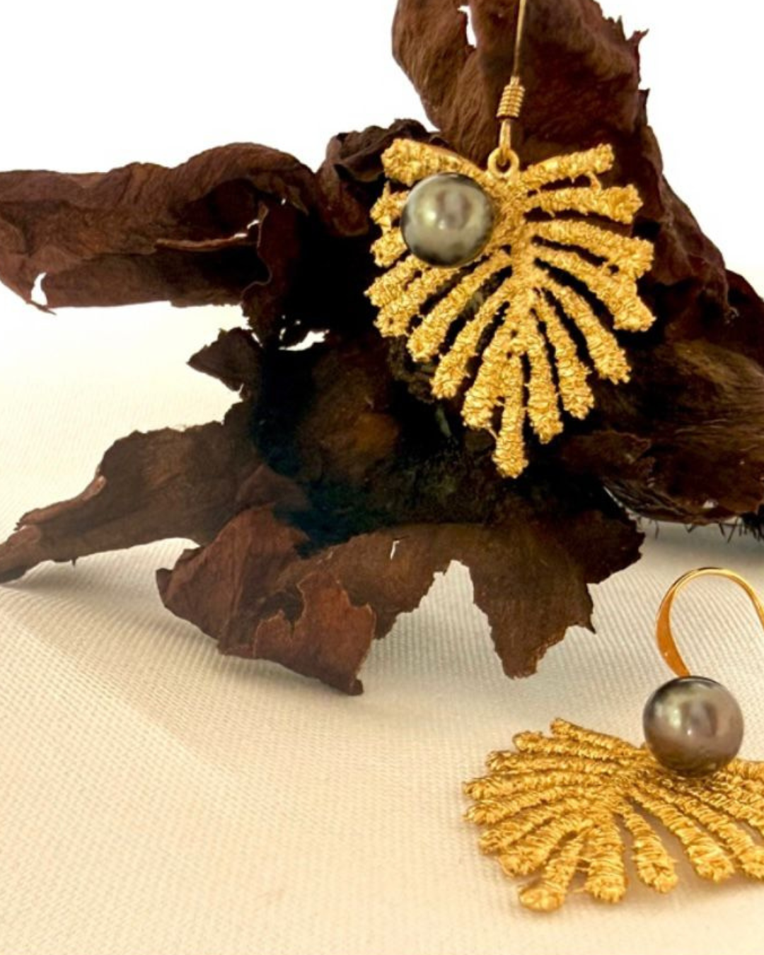 Boucles d&rsquo;oreilles en perles de Tahiti
