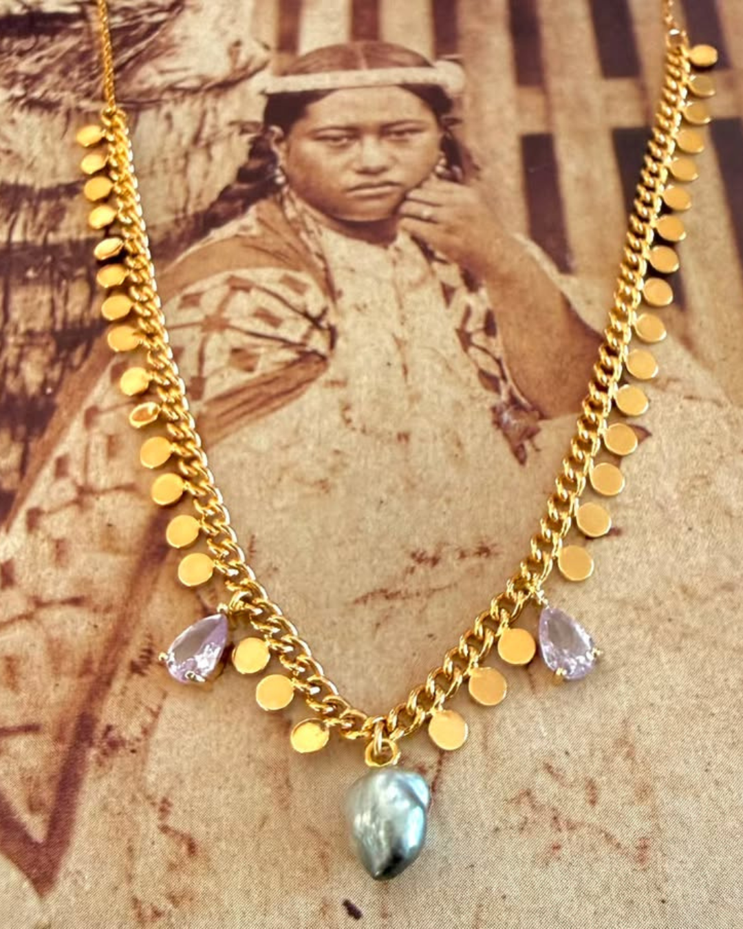 Collier avec maillons en Keishis de Tahiti
